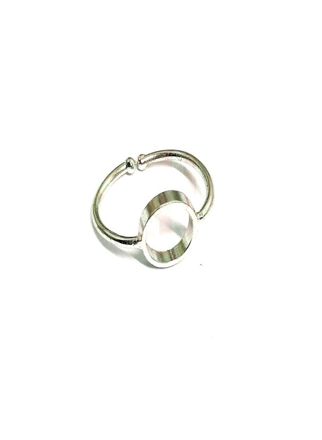 Excellentcrafts Collet Round Ring 10mm � Silver Adjustable Bezel Cup Ring Blanks for Resin, Cabochon, Clay � DIY Jewelry Making Ring Base � Pack of 5 Pcs - Image 1